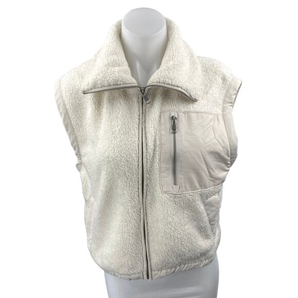 Abercrombie & Fitch White Faux Fur Sherpa Full Zip Sleeveless Vest Jacket XS - Picture 1 of 4
